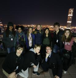 Student pose on Top of The Rock in New York City.