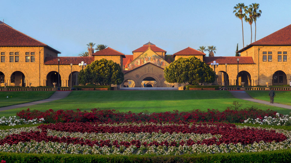 Overlooking the Memorial Quad from the Oval on Stanford Campus.